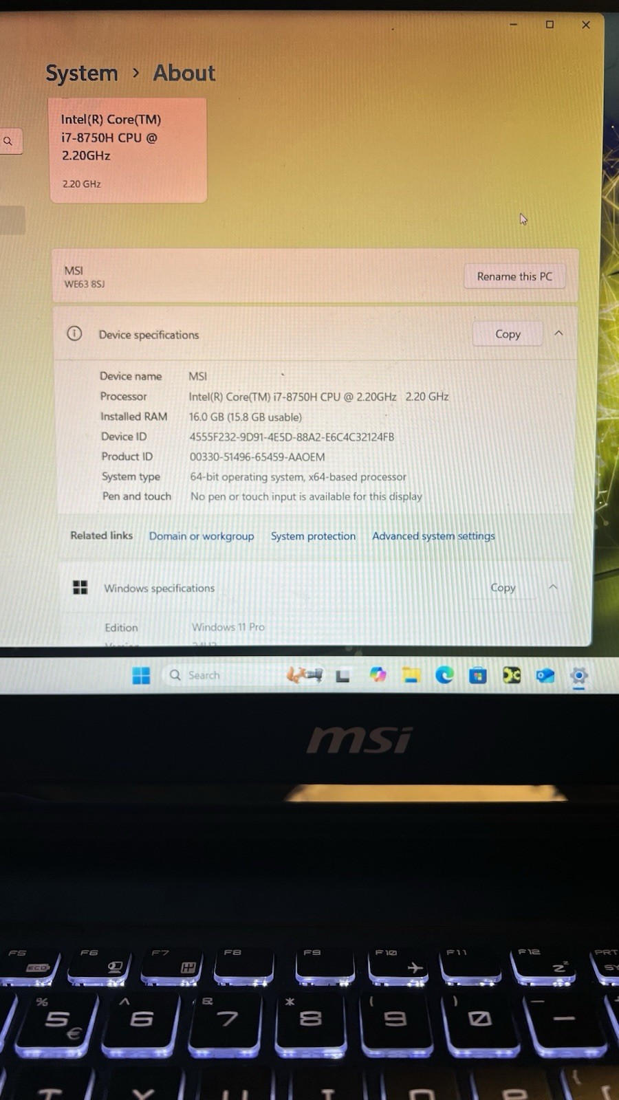 MSI WE63 8SJ-233