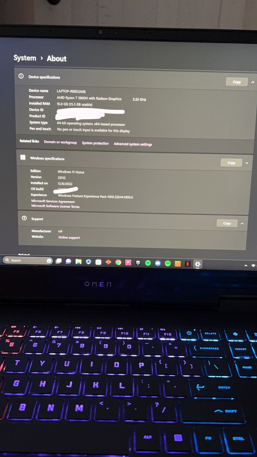 HP Omen – 15.6″ Gaming Laptop – AMD Ryzen 7 – 16gb Memory – RTX 3060 – 512gb SSD