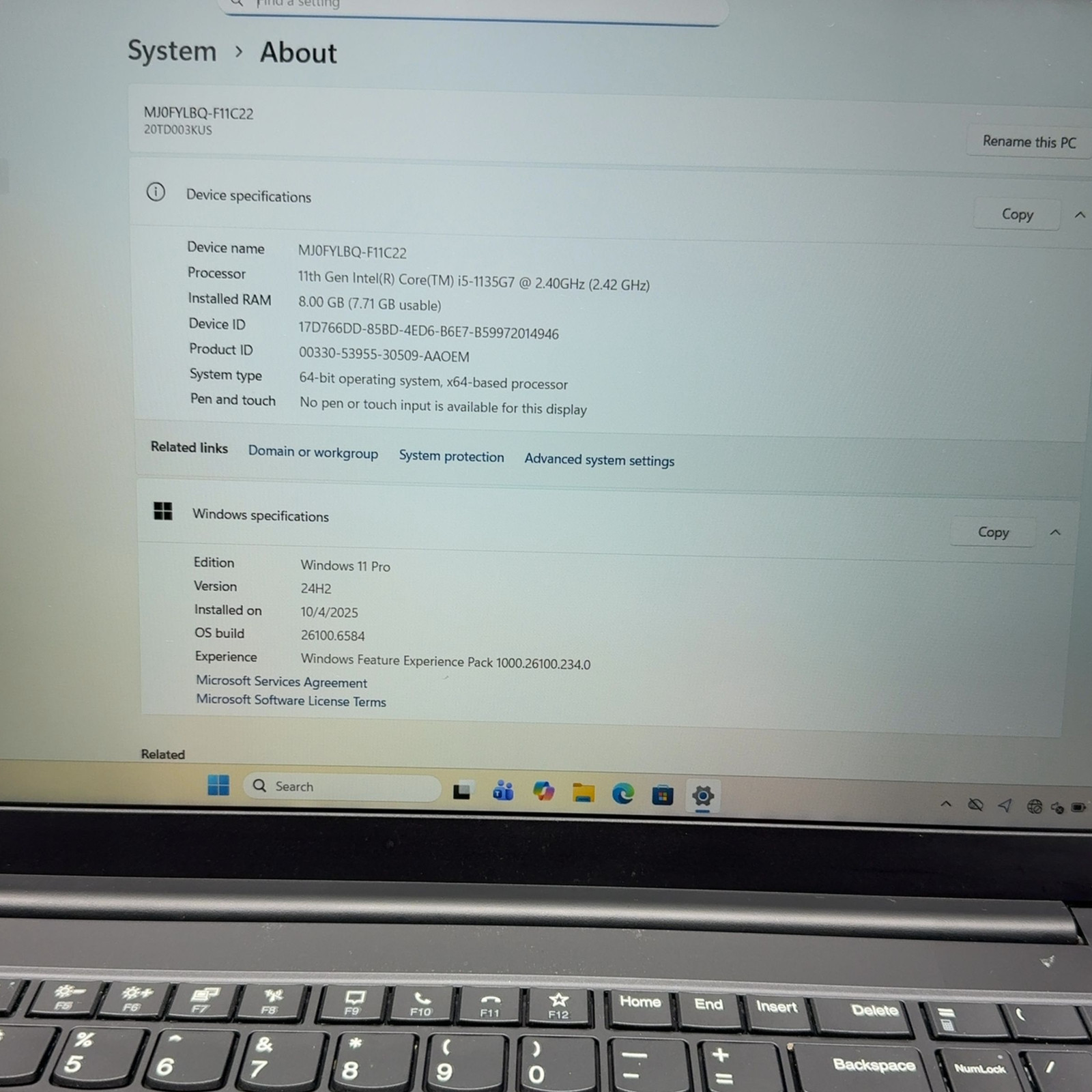Lenovo ThinkPad E15 Gen 2 i5-1135G7 8GB RAM 256GB SSD Windows 11 Pro 15.6″