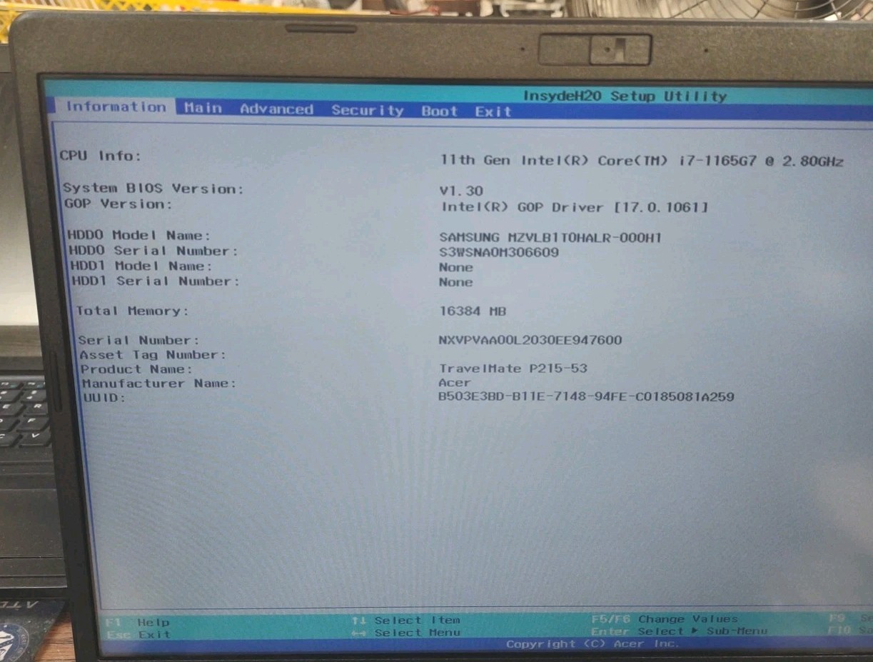 Acer TravelMate P215-53 N19Q8 W/ I7-1165G7, 16GB, 1TB.