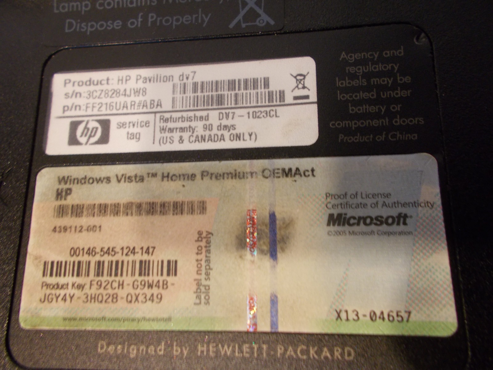 HP Pavilion 17-in. laptop FF216URA With Power Cord & Mouse Working- Bad Battery