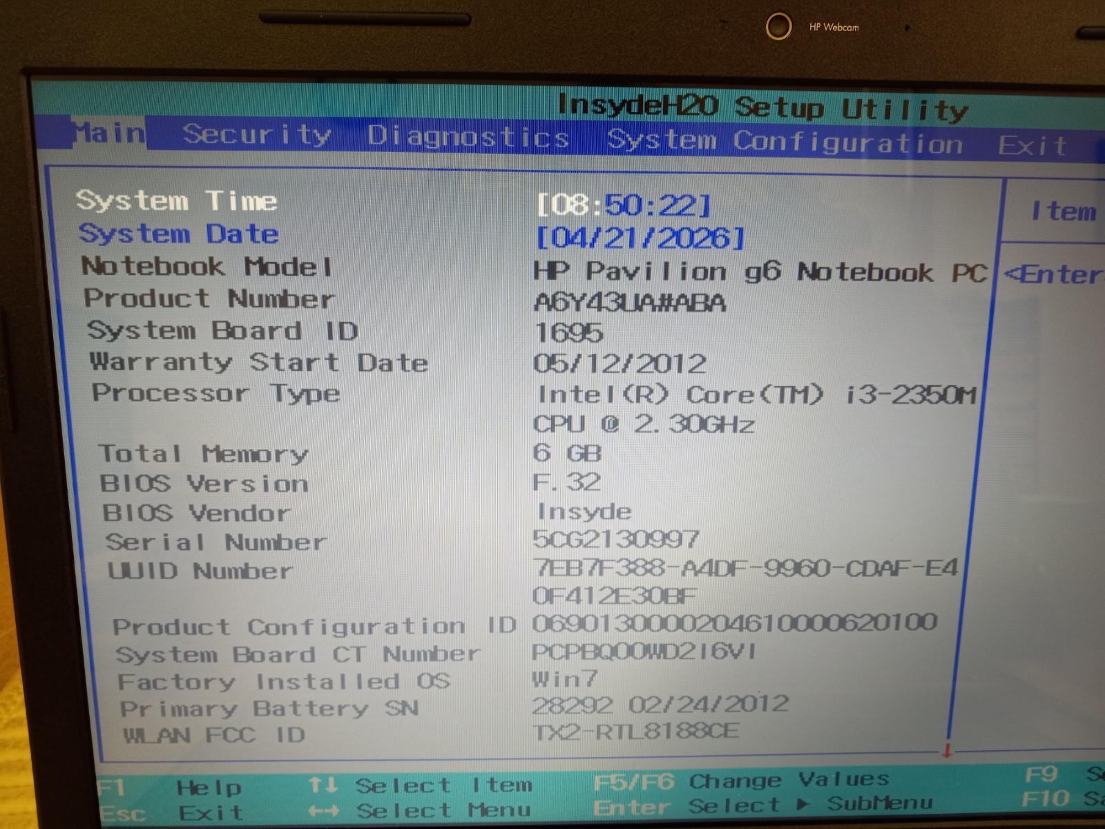 HP Pavilion G6-1D38DX Laptop Intel Core i3-2350M 2.30 GHZ 6GB Ram 256 SSD