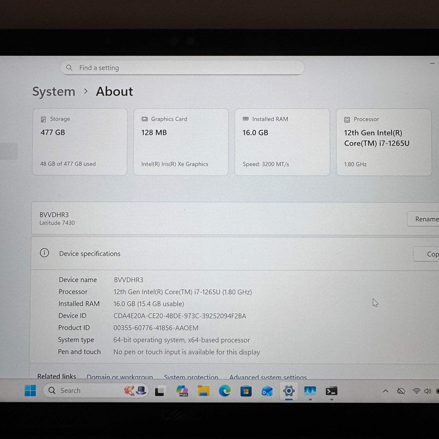 Dell Latitude 7430 14″ i7-1265U 1.7GHz 16GB RAM 500GB SSD