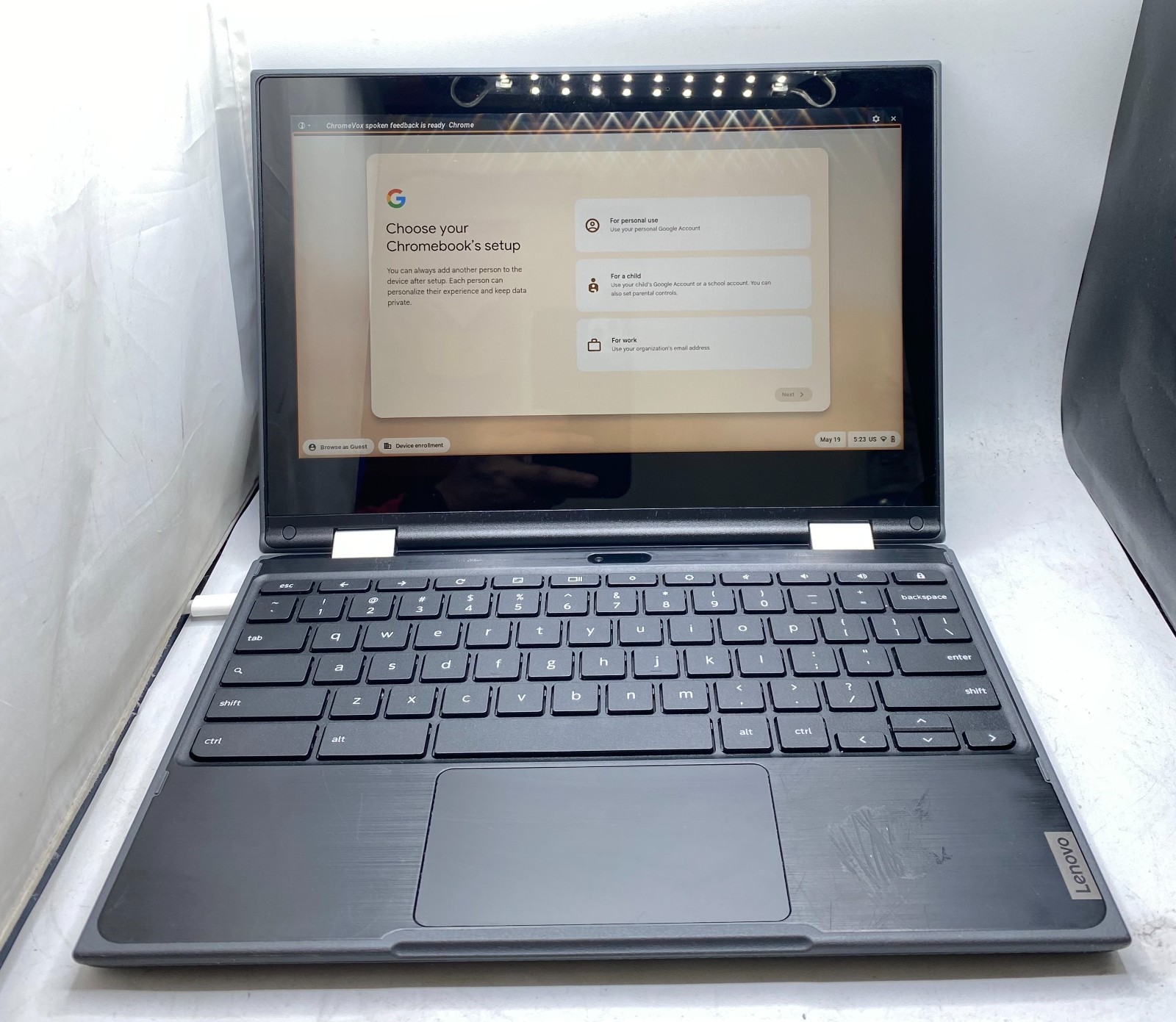 Lenovo Chromebook 300e 2nd Gen 2-in-1 11.6″ Touch 4GB 32GB X2 1.1GHz, Black