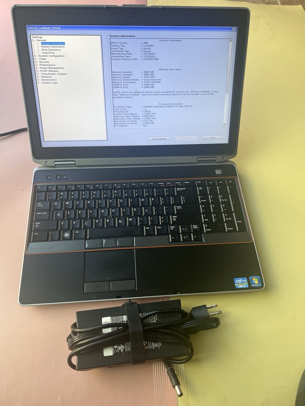 Dell Latitude E6520 Core i5-2540M 4GB RAM 128GB SSD WEBCAM BLUETOOTH 1920X1080