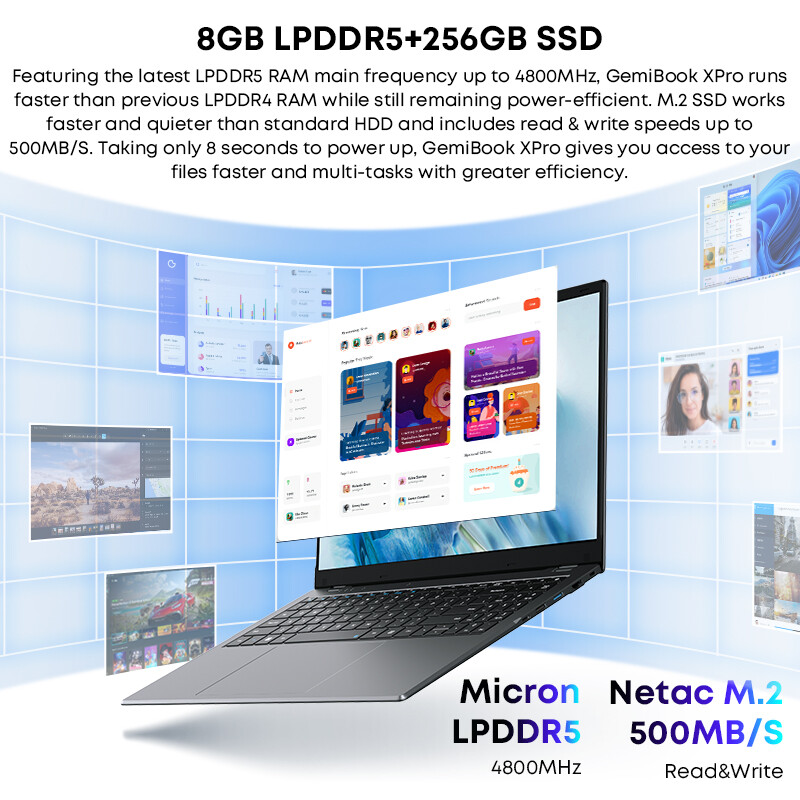 CHUWI 15.6in Laptop GemiBook Plus NOTEBOOK COMPUTER Intel N100 8GB 256GB WIN 11