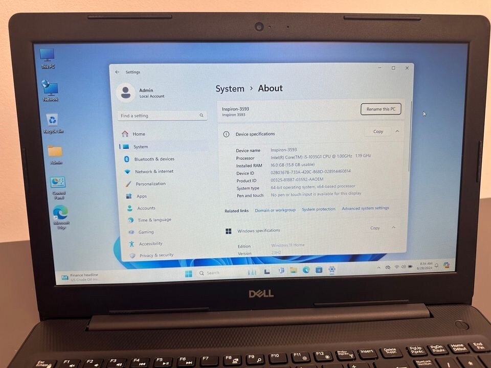 DELL INSPIRON 10TH GEN. 16GB RAM 256GB SSD 1TB HDD