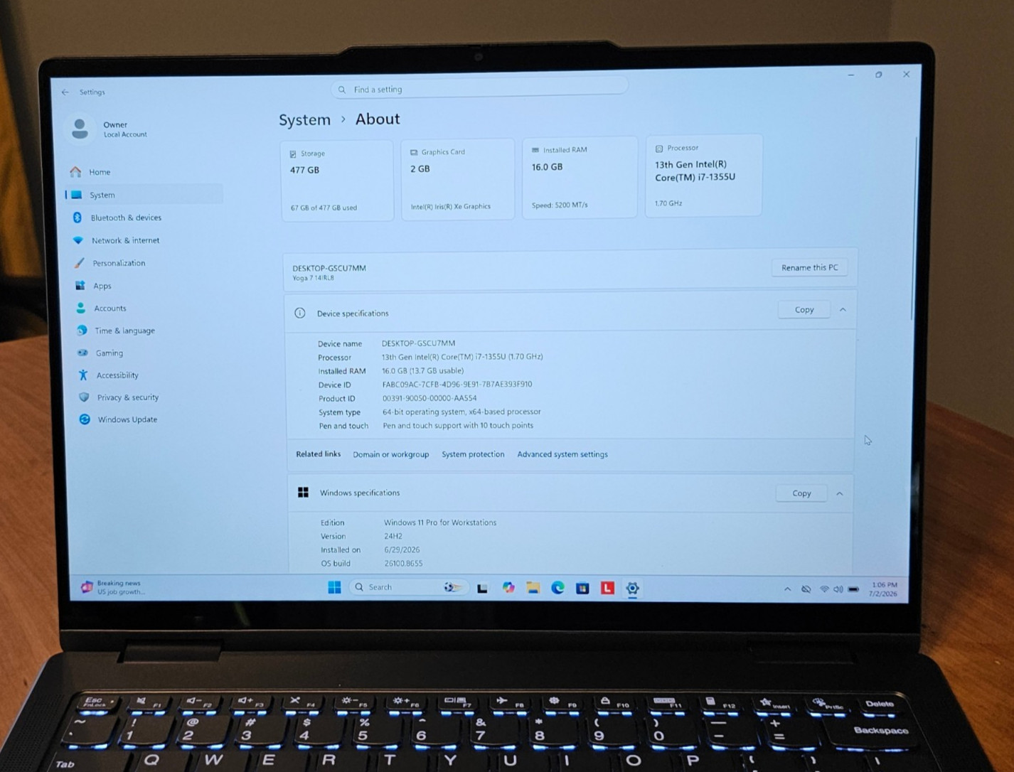 Nice Lenovo Yoga 7 14IRL8 2.2K 2-in-1 Touch i7-1355U 16GB 512GB NVMe 94% Battery