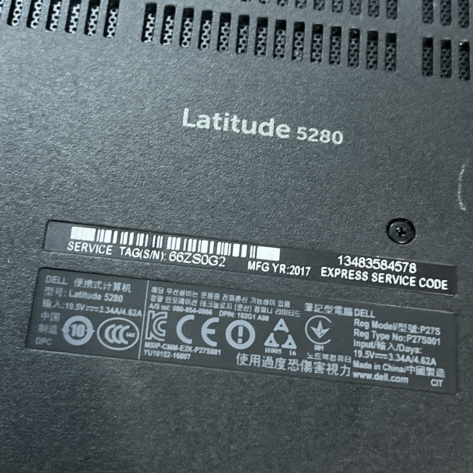 DELL LATITUDE 5280 INTEL CORE I3-7100U 2.40GHZ 8GB RAM NO HD :