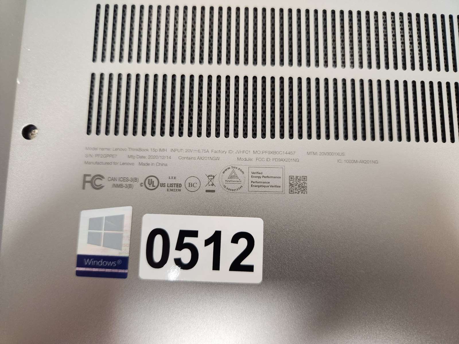 Lenovo ThinkBook 15P IMH Core i5-10300H, 16GB RAM, 256GB, GTX 1650 *READ #0512