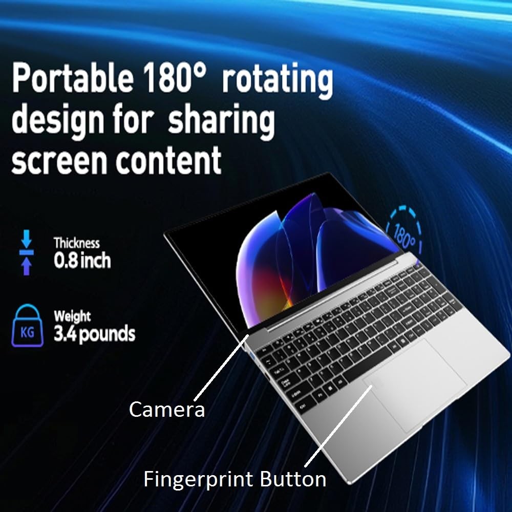 15.6” Laptop Computer 12GB RAM 256GB SSD, Win 11 Laptop AMD Ryzen 5 Processor(U