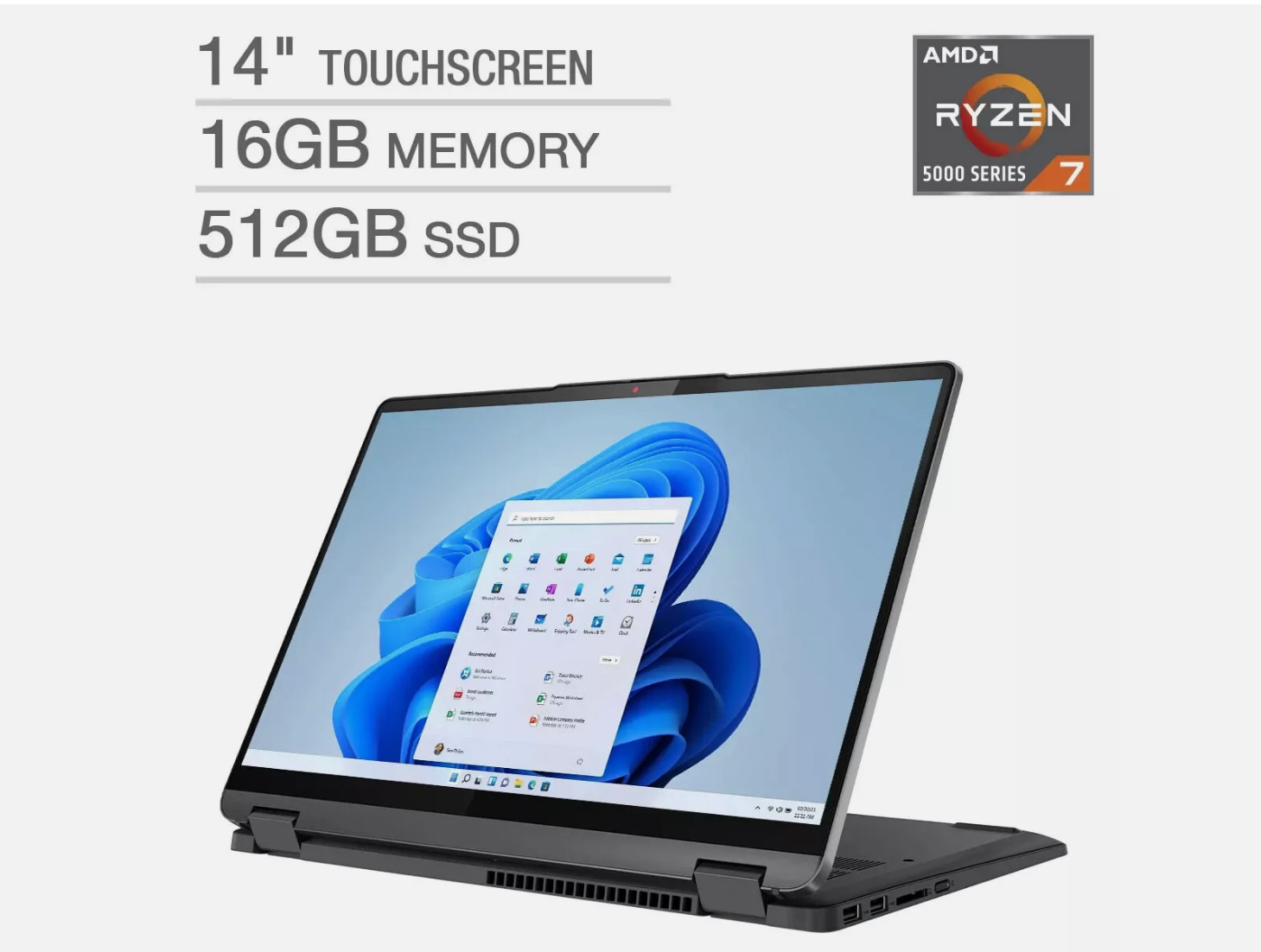 Lenovo IdeaPad Flex 5 14 2.2k, AMD Ryzen 7 5700u, 16GB RAM, 512GB (COMES W/ PEN)