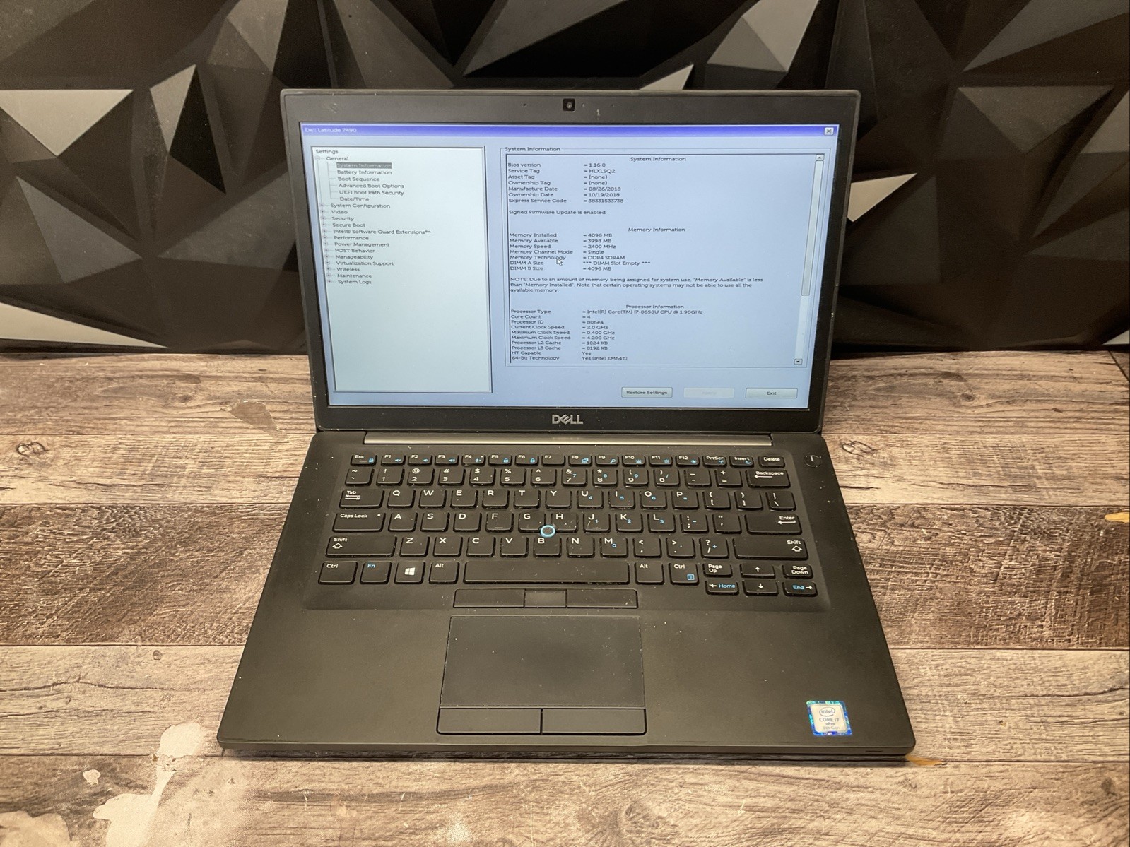 Dell Latitude 7490 / Intel Core i7 8th Gen / BIOS Unlocked / Parts Repair / J3