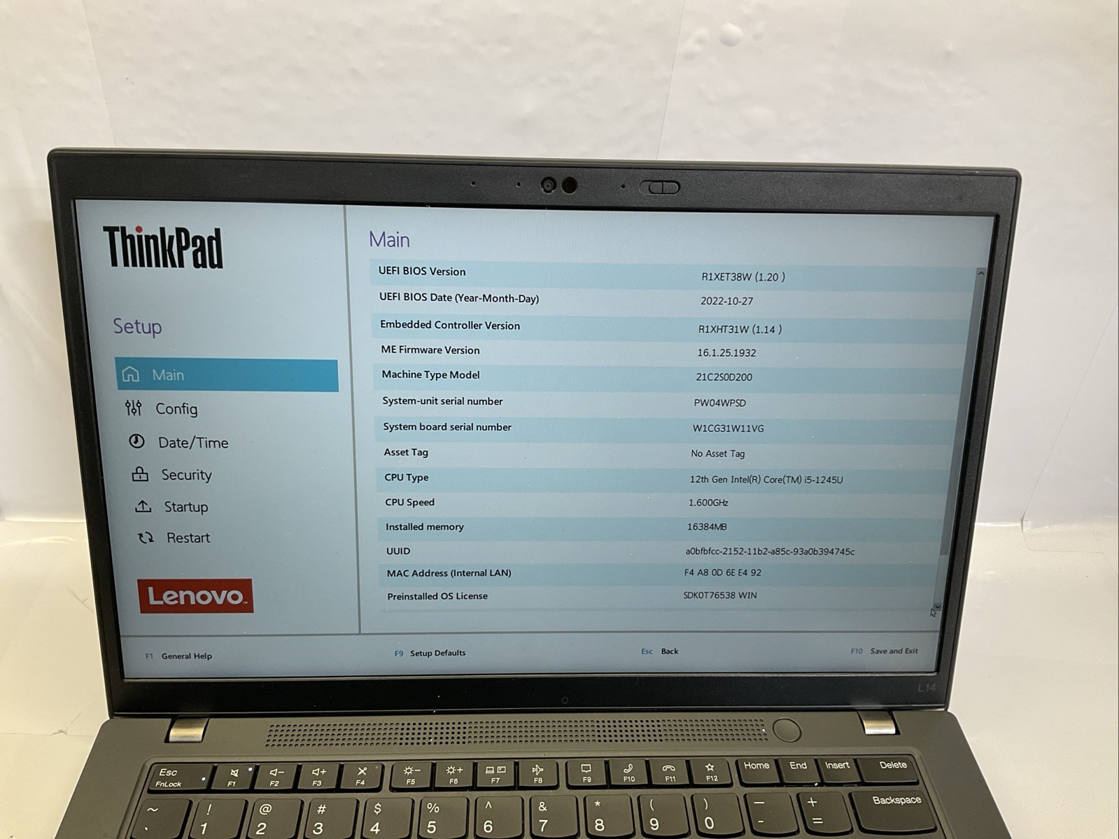 Lenovo ThinkPad L14 Gen 3 | Intel Core i5-1245U 12th Gen | Powers On(J3)