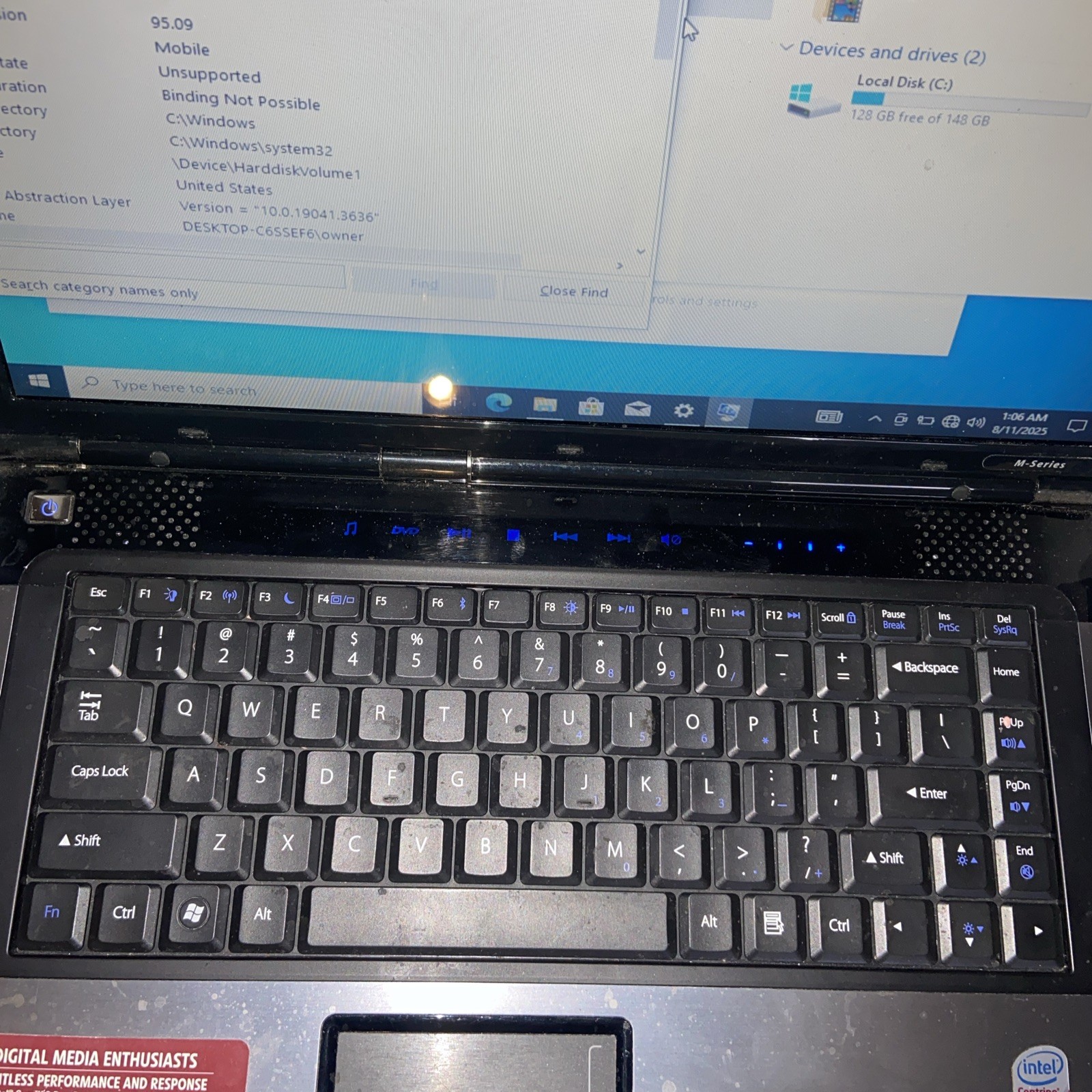 Gateway M6846 T5500 1.83ghz 160gb HDD Intel Dual‑Core 1.83GHz 4 GB Win10