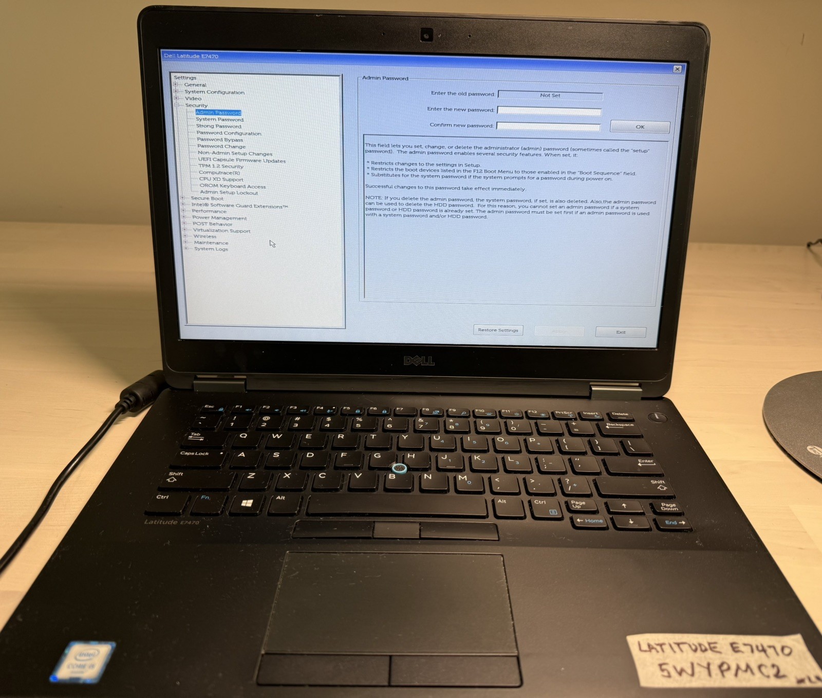 Dell Latitude E7470 Laptop Intel Core i5 6th Gen No HD/OS/AC Adapter