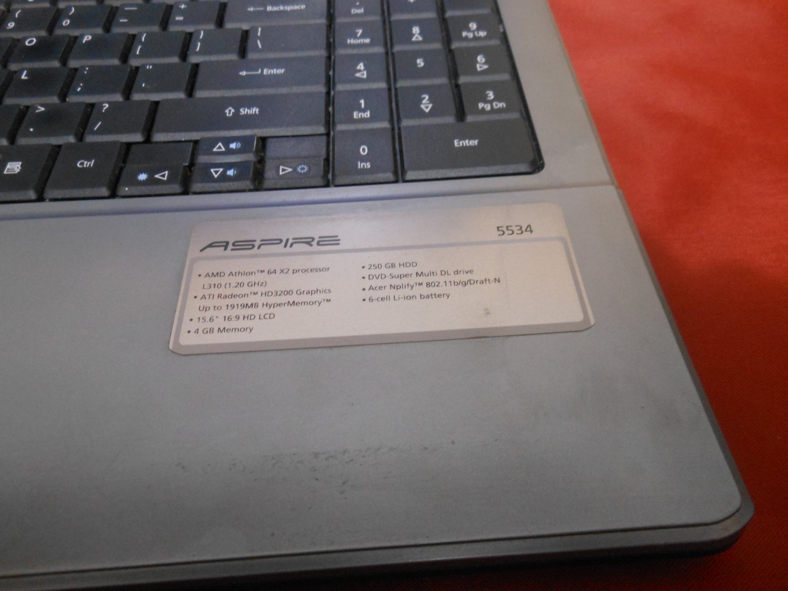 ACER LAPTOP 5534 AMD ATHLON X2 DUAL CORE PROCESSOR