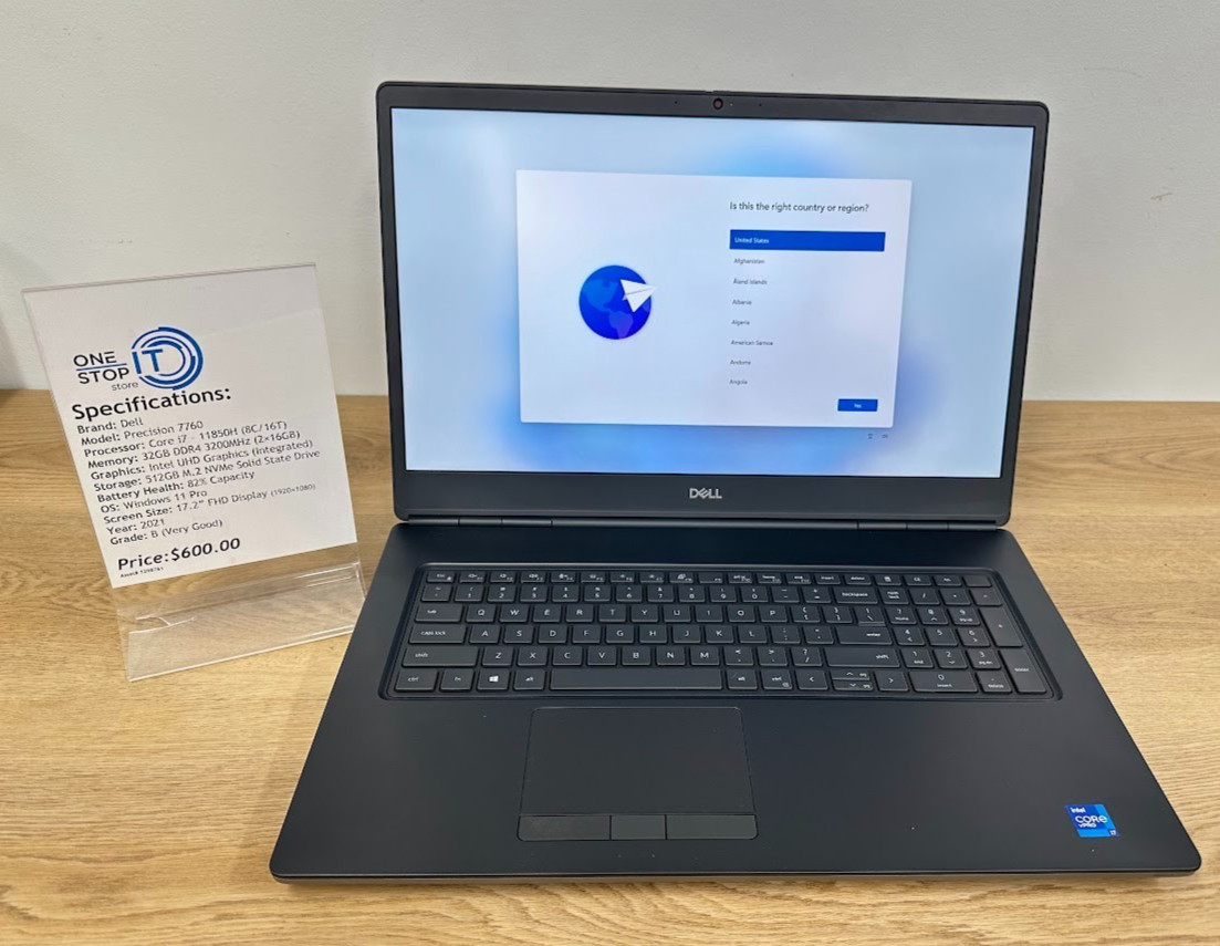 Dell Precision 7760, Core i7 11850H 32GB DDR4, Intel UHD, 512GB SSD, 2021, 17.2′