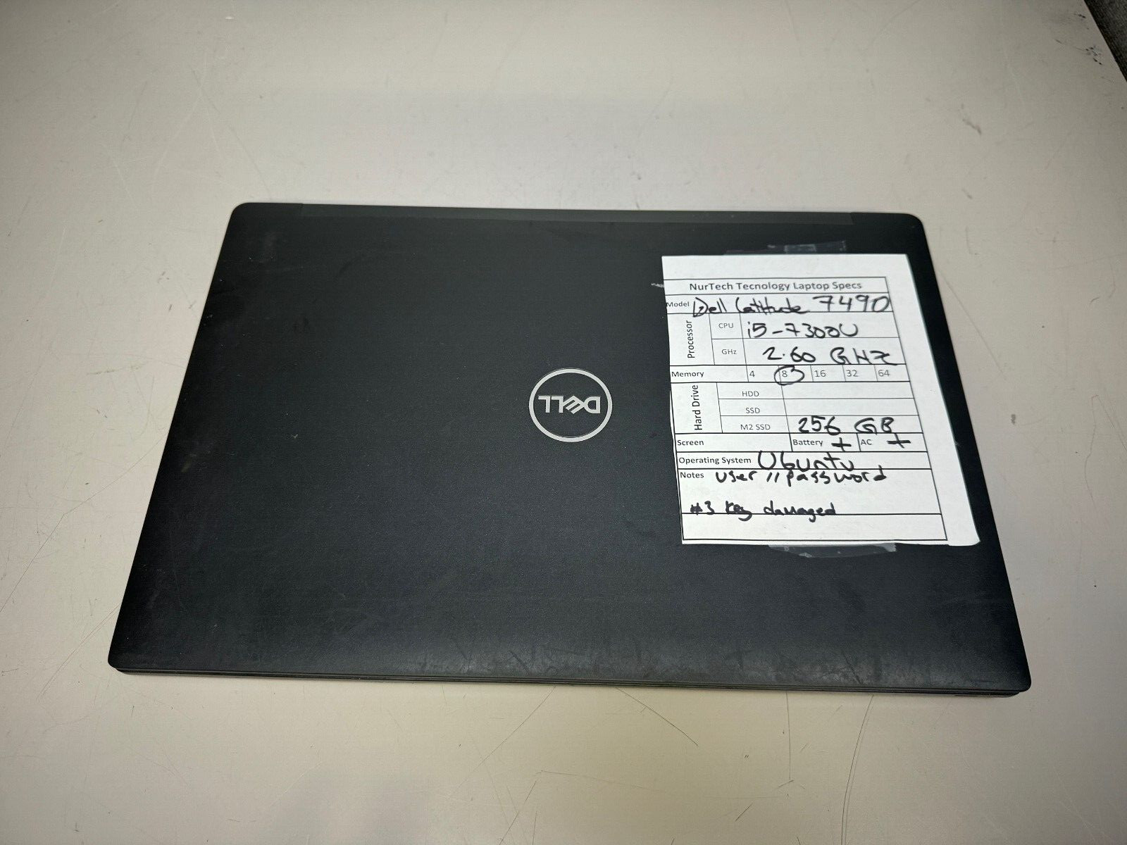 Dell Latitude 7490 14″ i5-7300U 2.6GHz 8GB/256GB m2 SSD UBUNTU Laptop + AC