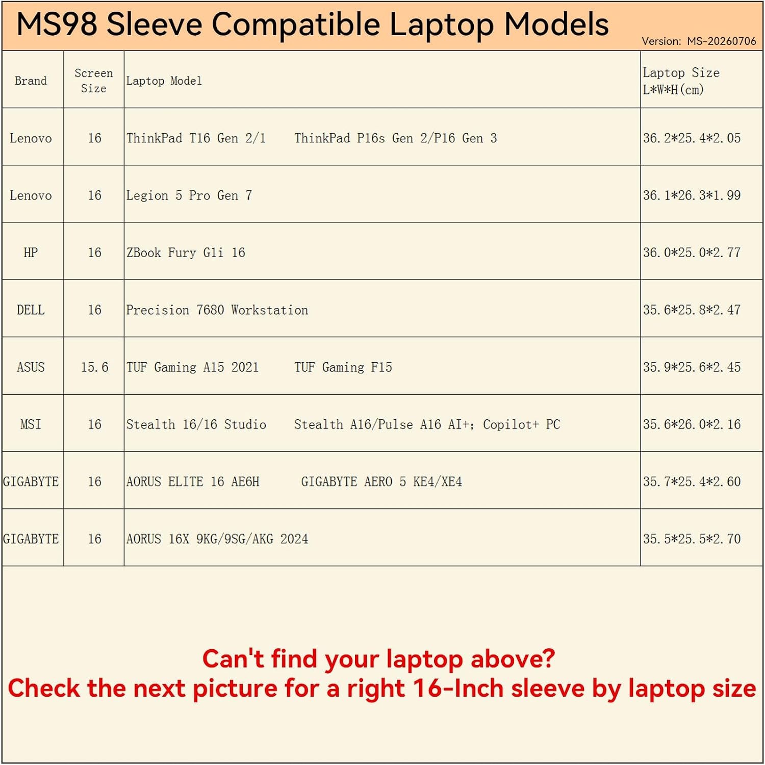 MS98 Hard Protective 16 inch Laptop Sleeve Case for Lenovo ThinkPad P16/P16s/T16
