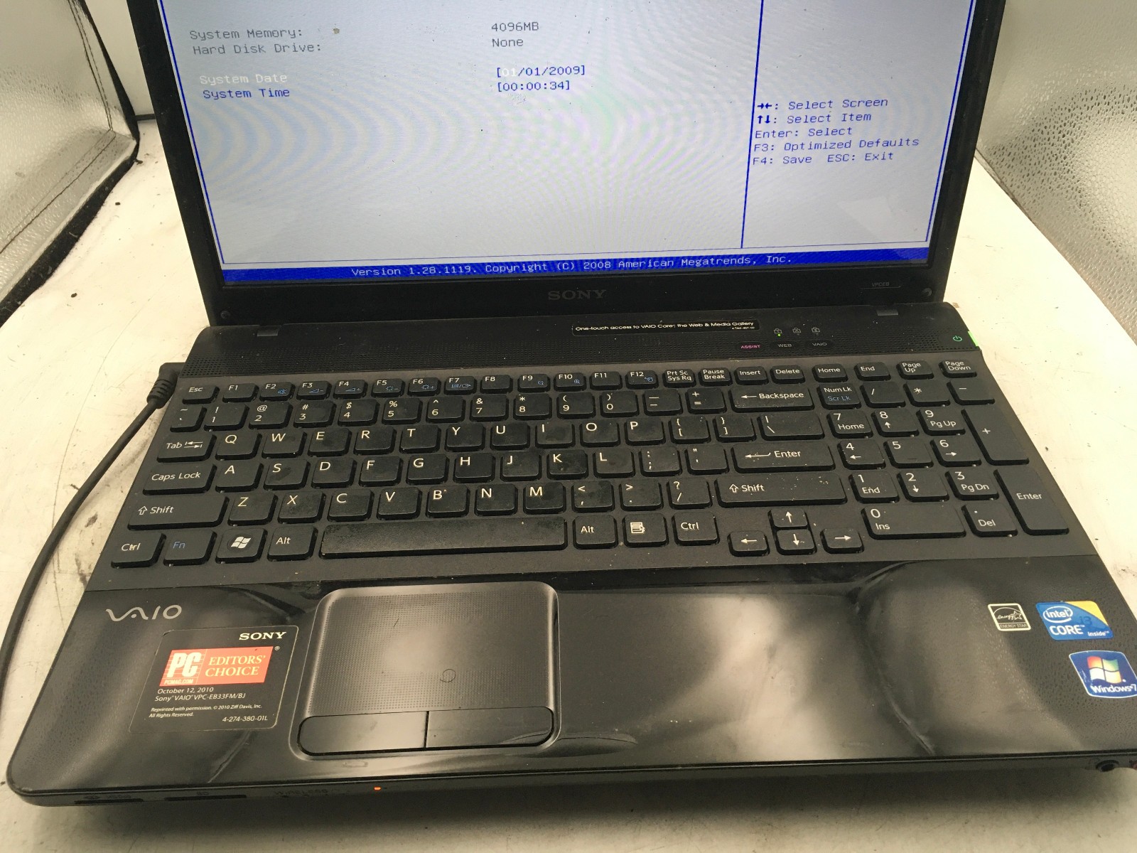 SONY VAIO PCG 71315L – BOOTS TO BIOS – INTEL I3 1ST GEN – 4GB RAM – 15″ -READ-BB