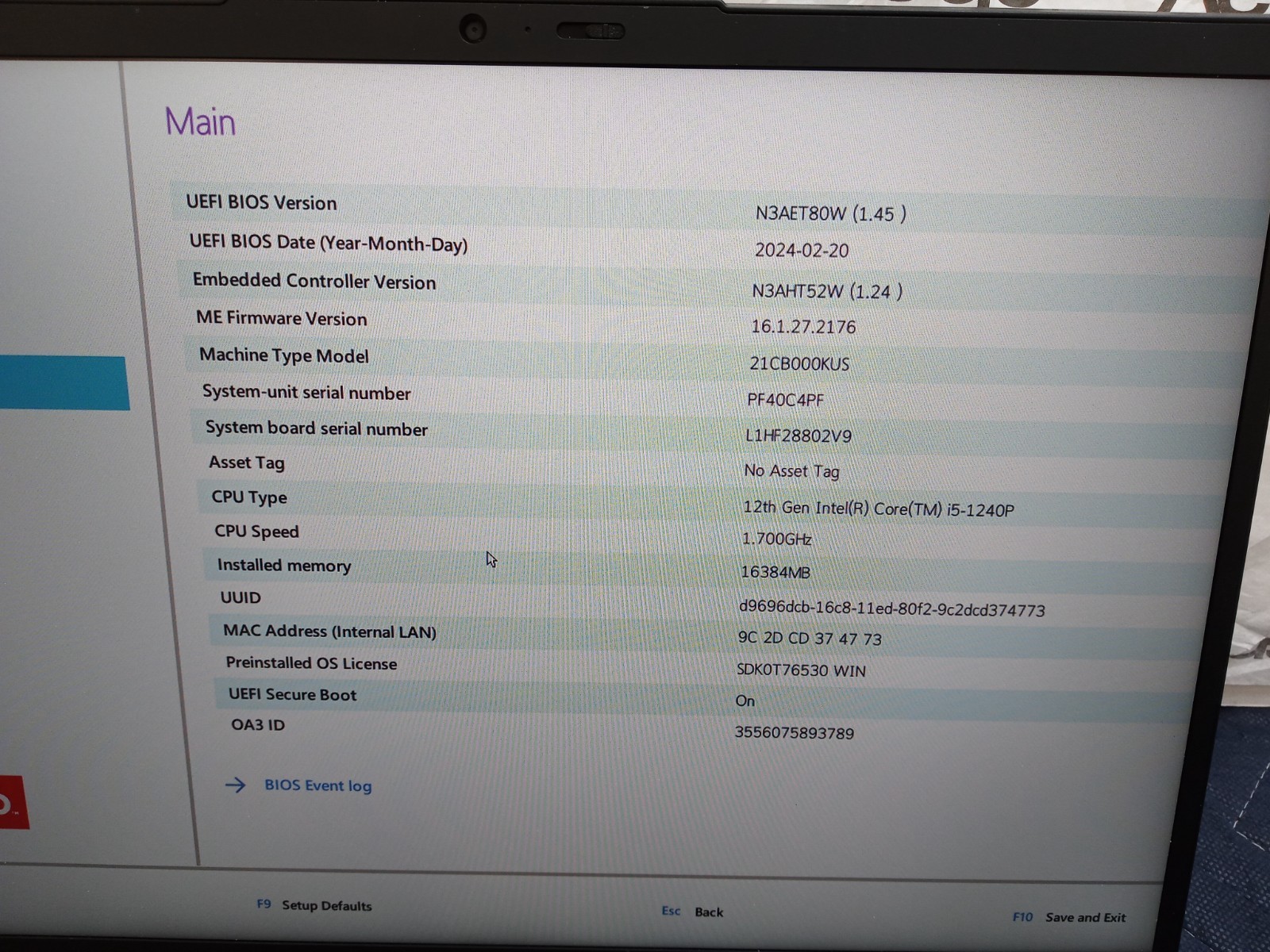 Lenovo ThinkPad Carbon Gen 10 | i5-1240P@1.7GHZ | 16GB RAM | NO OS/CHRGR/HDD