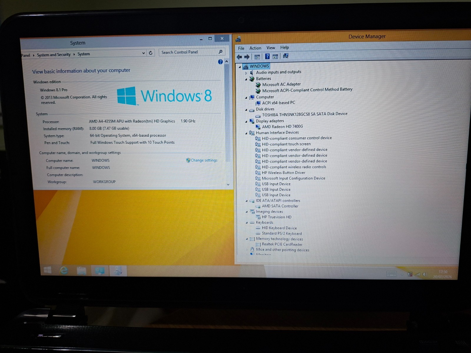Hp Pavilion Touchsmart 15 b-130sa Laptop 15.6″ 8GB 128GB Windows 8.1 64 BIT HDMI