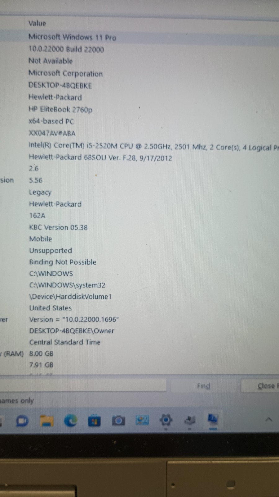 E001 EliteBook 2760p 2in1 w/charger&Stylus.i5-2520M.8GB.320GB HDD.12″Touch.W11