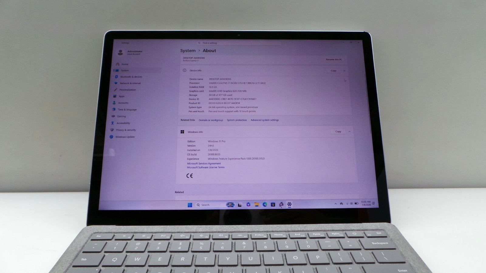 Microsoft Surface Laptop 2 | 13.5″ Touch | i7-8650U 1.90GHz 16GB RAM 512GB SSD