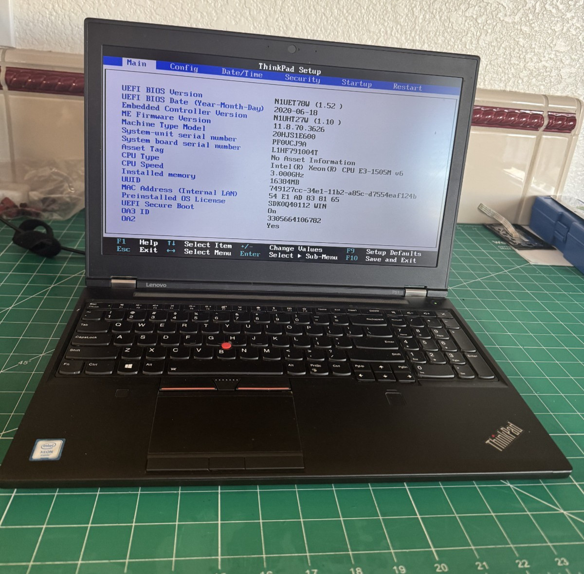 Lenovo Thinkpad P51 Xeon E3-1505M v6 3.0GHz 16GB RAM (NO SSD,AC ADAPTER,OS)
