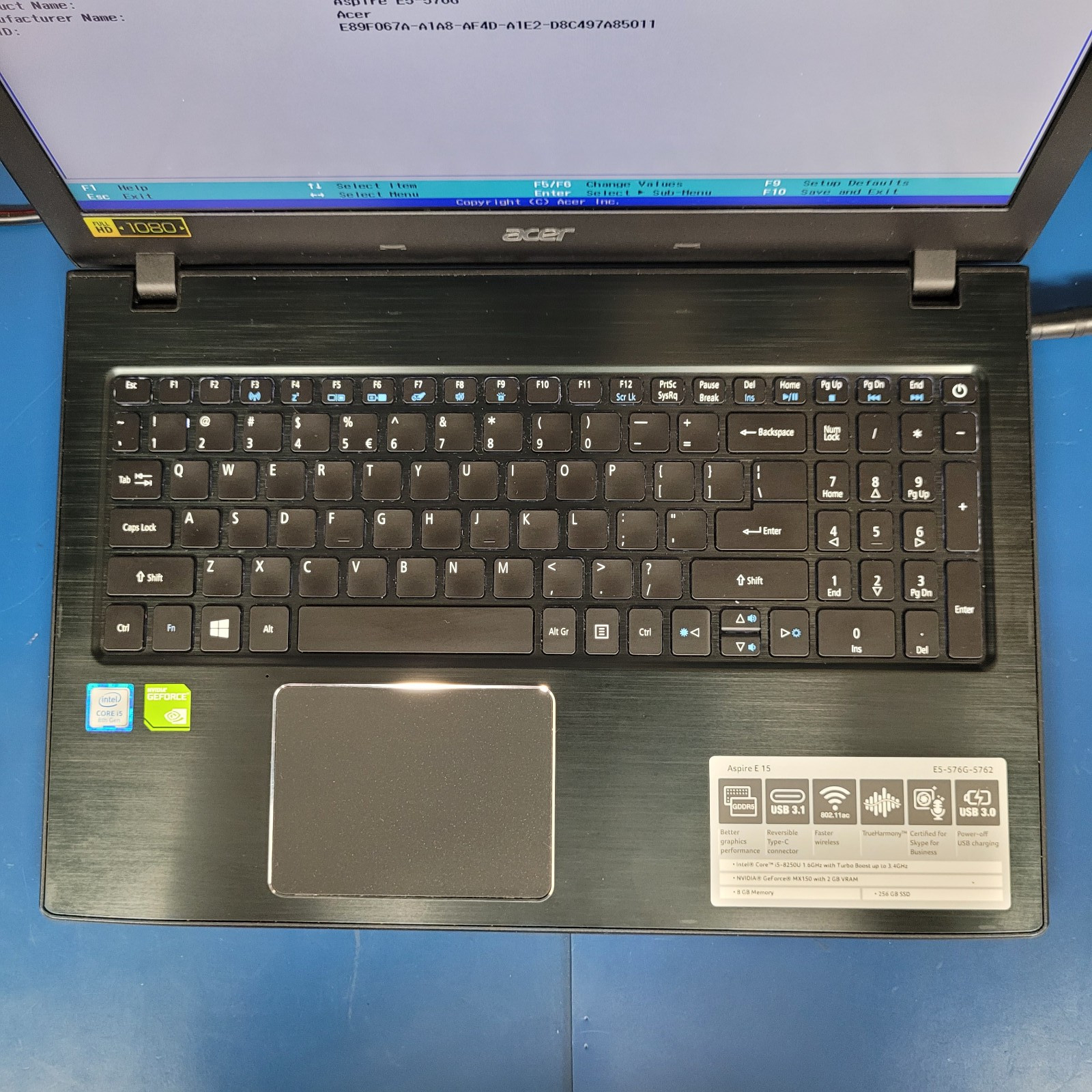 Acer Aspire E5-576G-5762 Intel i5-8250 @1.60GHz 8GB RAM 128 GB SSD Windows 11