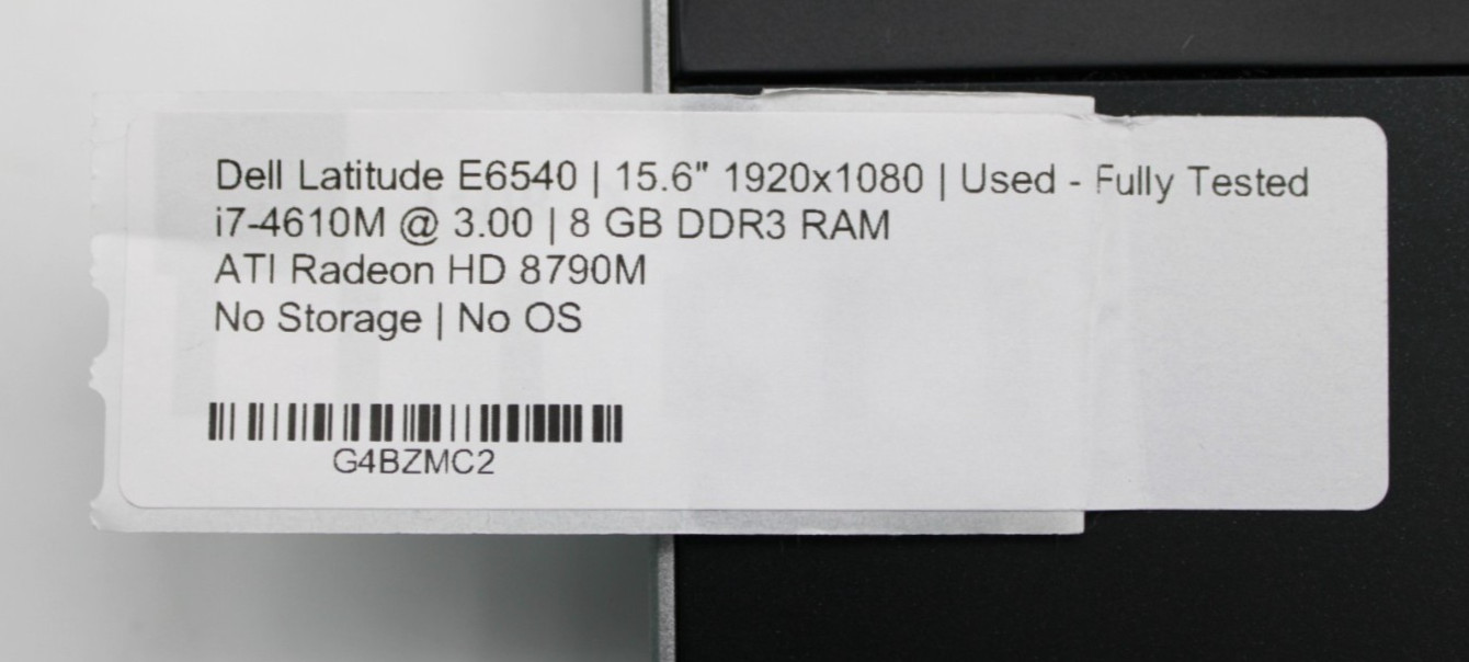 Dell Latitude E6540 i7-4610M@3.0GHz 8GB DDR3 NO STORAGE OR OS *USED/TESTED*