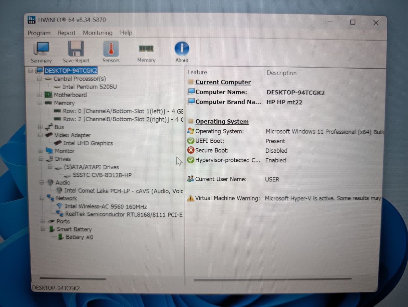 14″ HP ProBook MT22 | Pentium 5205U 8GB RAM 128GB SSD | FHD Backlit | Win 11 Pro