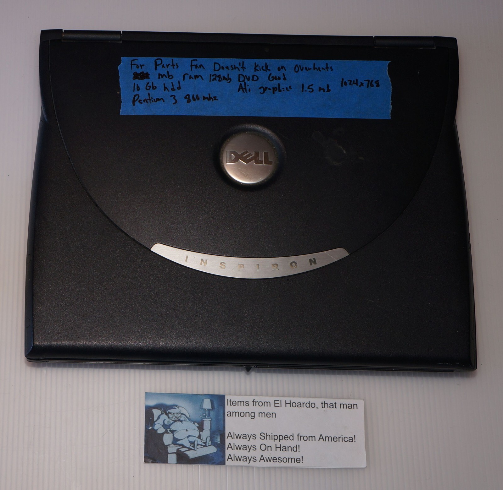 Dell Inspiron 4000 Intel Pentium III 128 MB RAM 10GB HDD Windows 98 SE READ ME