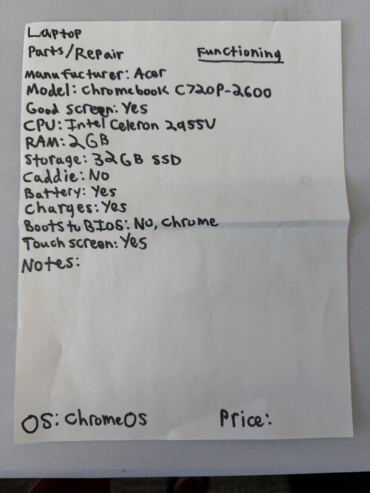 Acer Chromebook C720P-2600 Laptop – Intel Celeron 2955U – 2GB RAM – 32 GB SSD