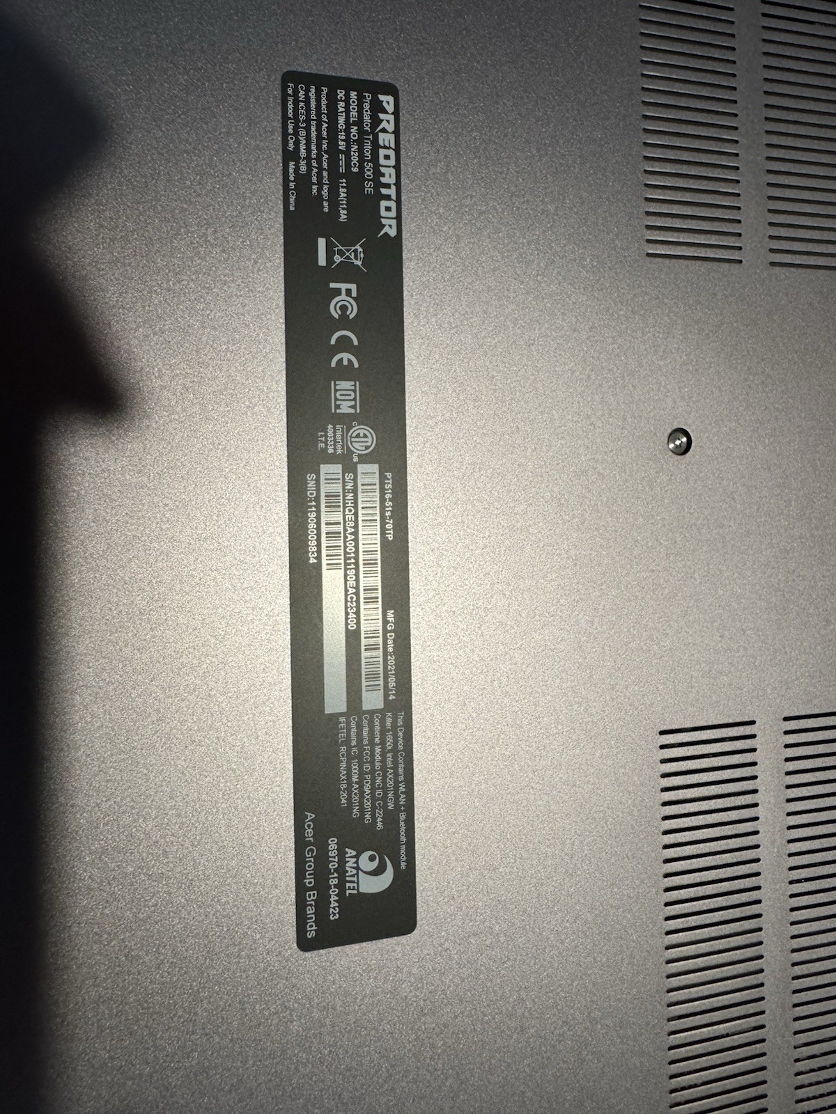 Acer Predator PT516-51s / i7-11800H / RTX 3060 / 16GB RAM / 512GB SSD / 165Hz