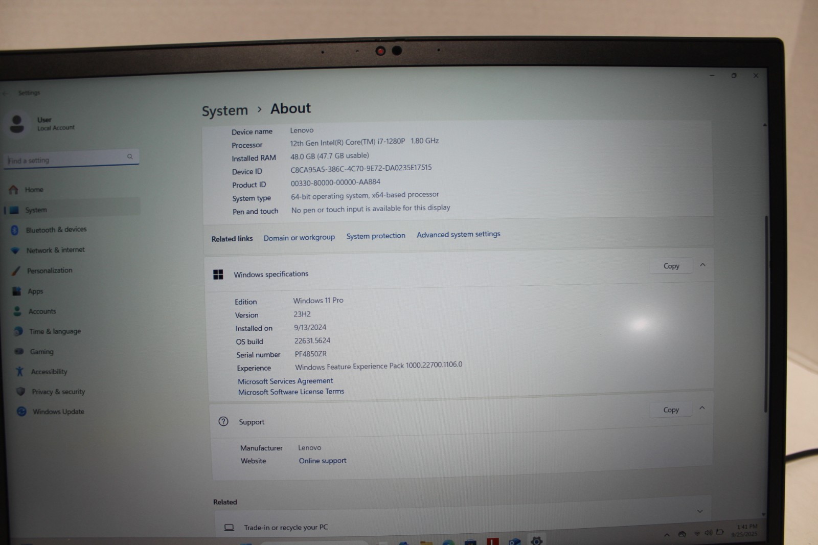 Lenovo ThinkPad P16s Gen1 i7-1280P 48GB 1TB SSD 48GB RAM GPU Win 11