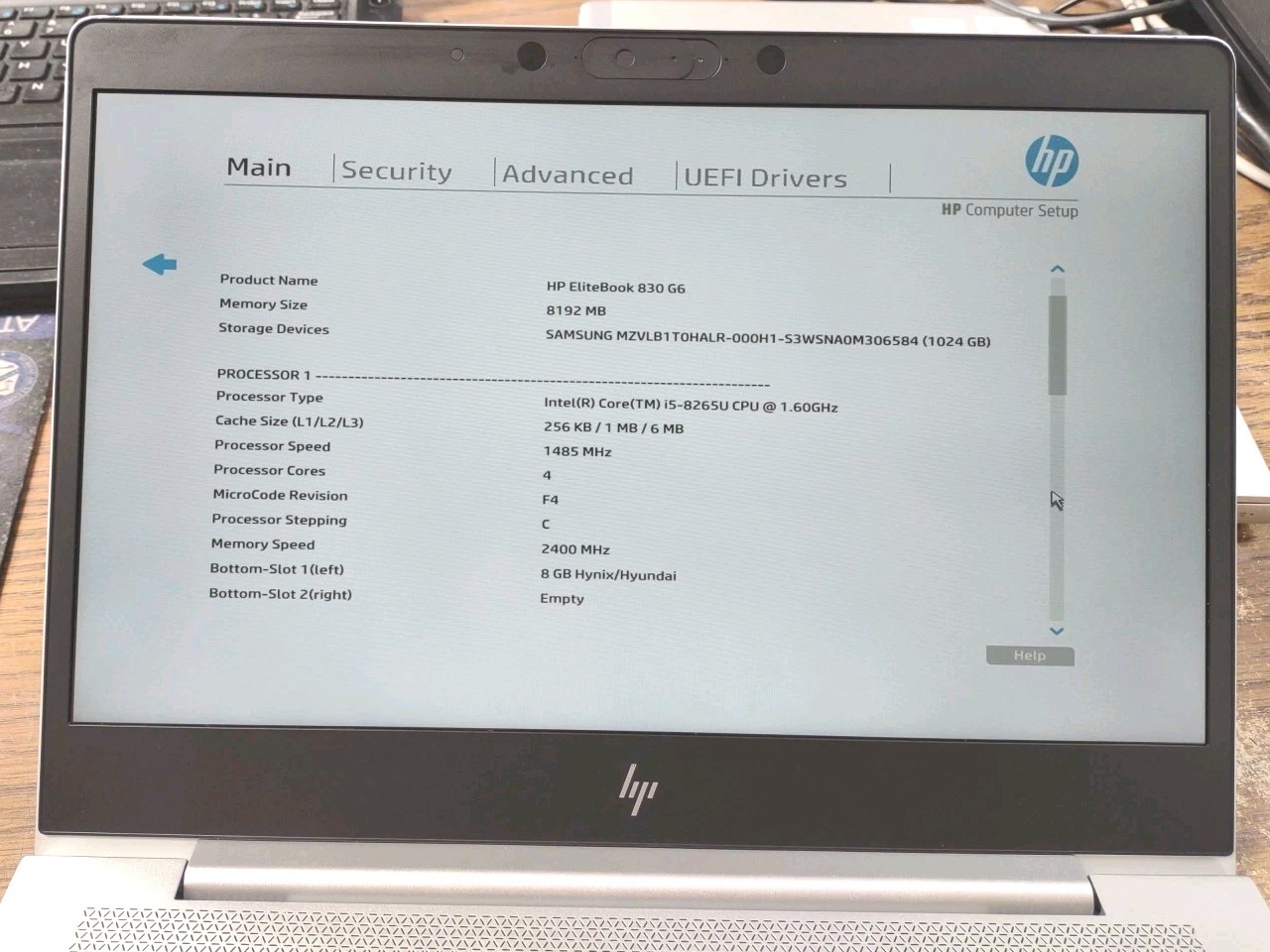 HP EliteBook 830 G6 Laptop W/ i5-8265U, 1TB, 8GB RAM.