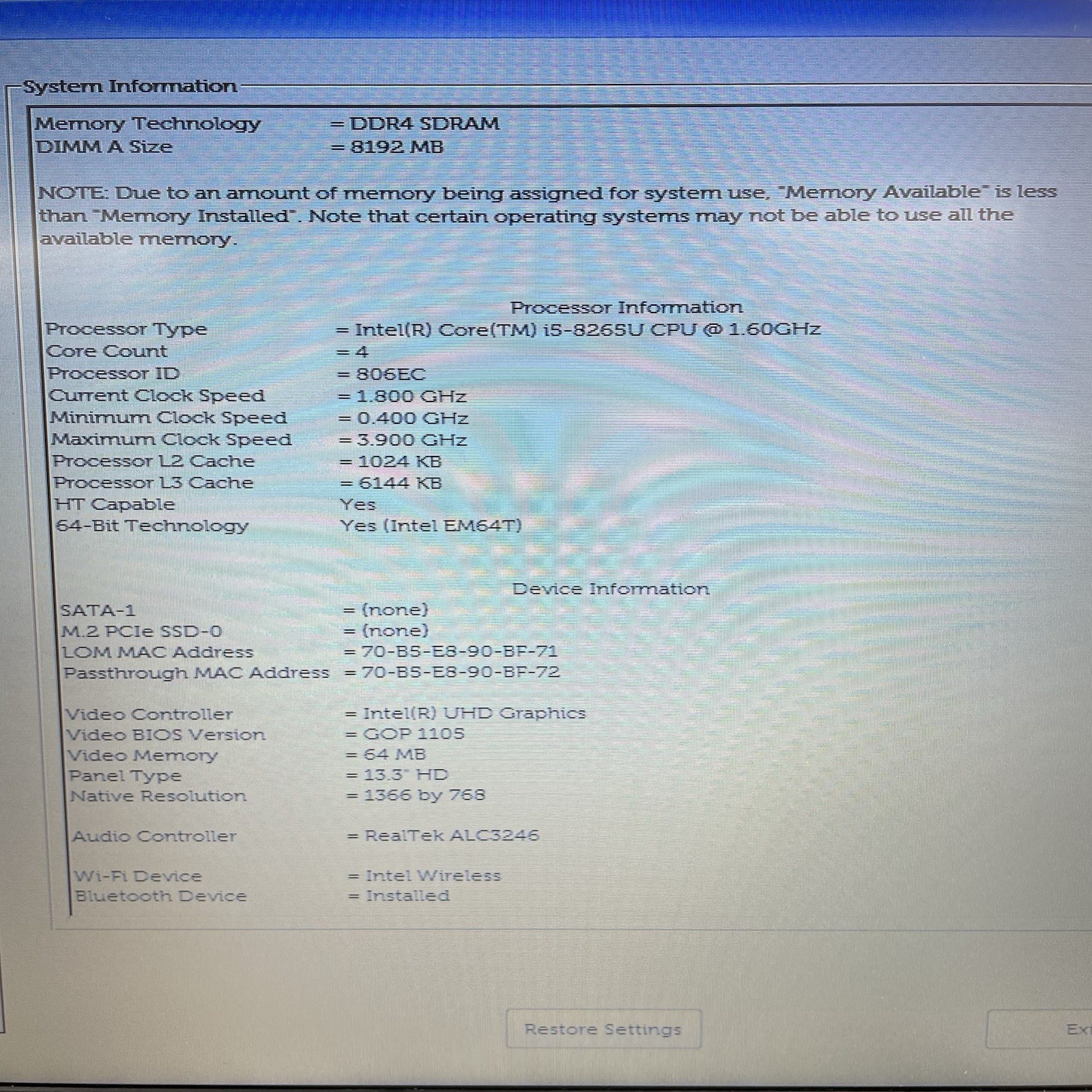 Dell Latitude 3310 13.3″ i5-8265U 1.60 GHz 8 GB RAM No SSD/OS/AC/Batt – READ