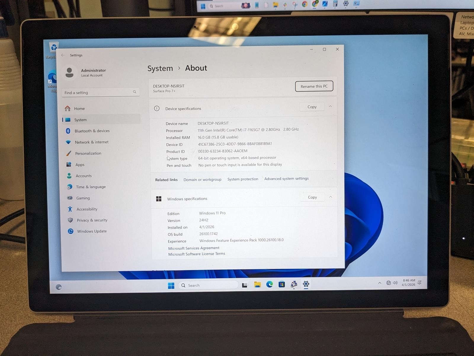 MICROSOFT SURFACE PRO 7+ (1960) i7-1165G7 @ 2.80GHz, 16GB RAM, NO HDD/OS