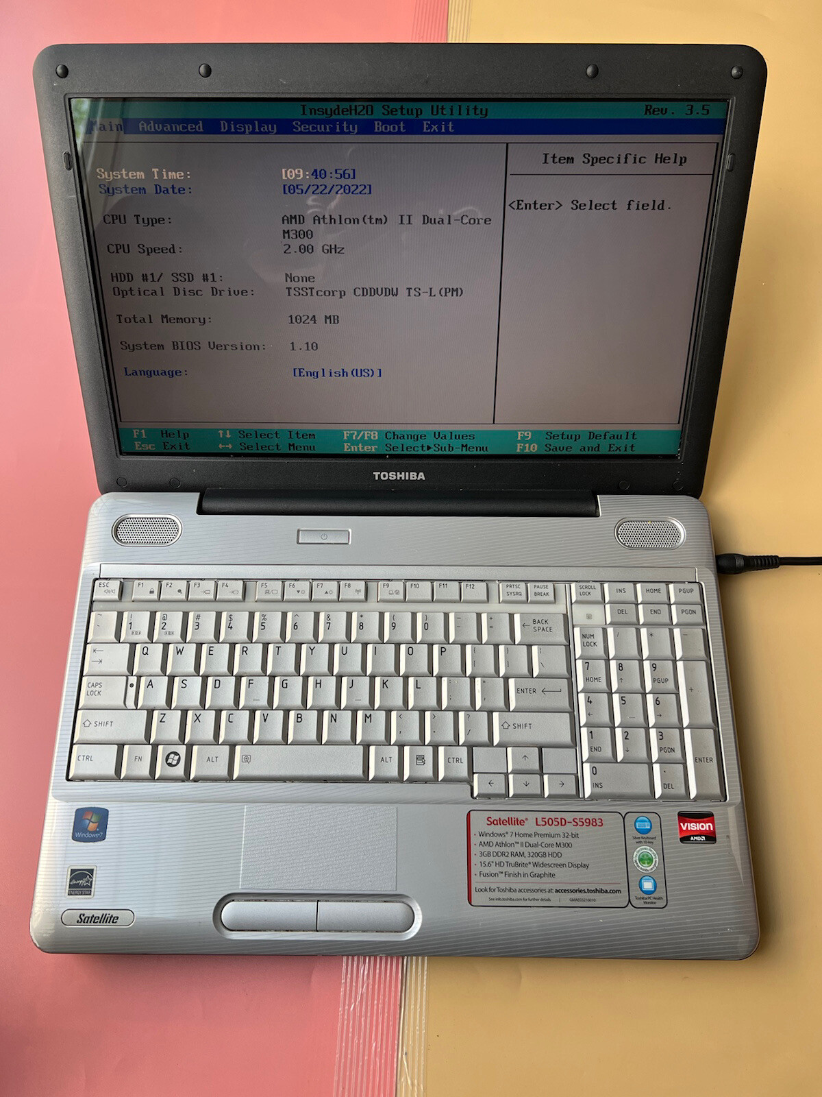 Toshiba Satellite L505D-S5983 AMD DUAL-CORE @ 2.0GHz 1GB RAM 0GB HDD PARTS