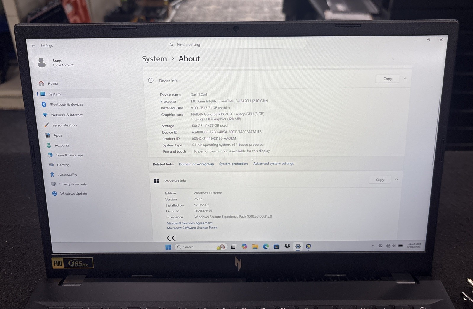 Acer Nitro V15 N23Q22 ANV15-52-50B1 | i5-13420H | 8GB RAM | 512GB SSD | RTX 4050