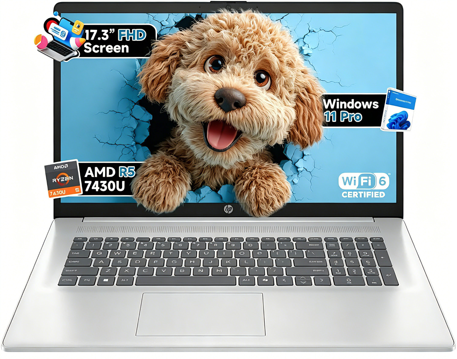 HP 17.3 ” Laptop for Business AMD Ryzen 5 7430U Up to 64GB RAM 2TB SSD Win11P