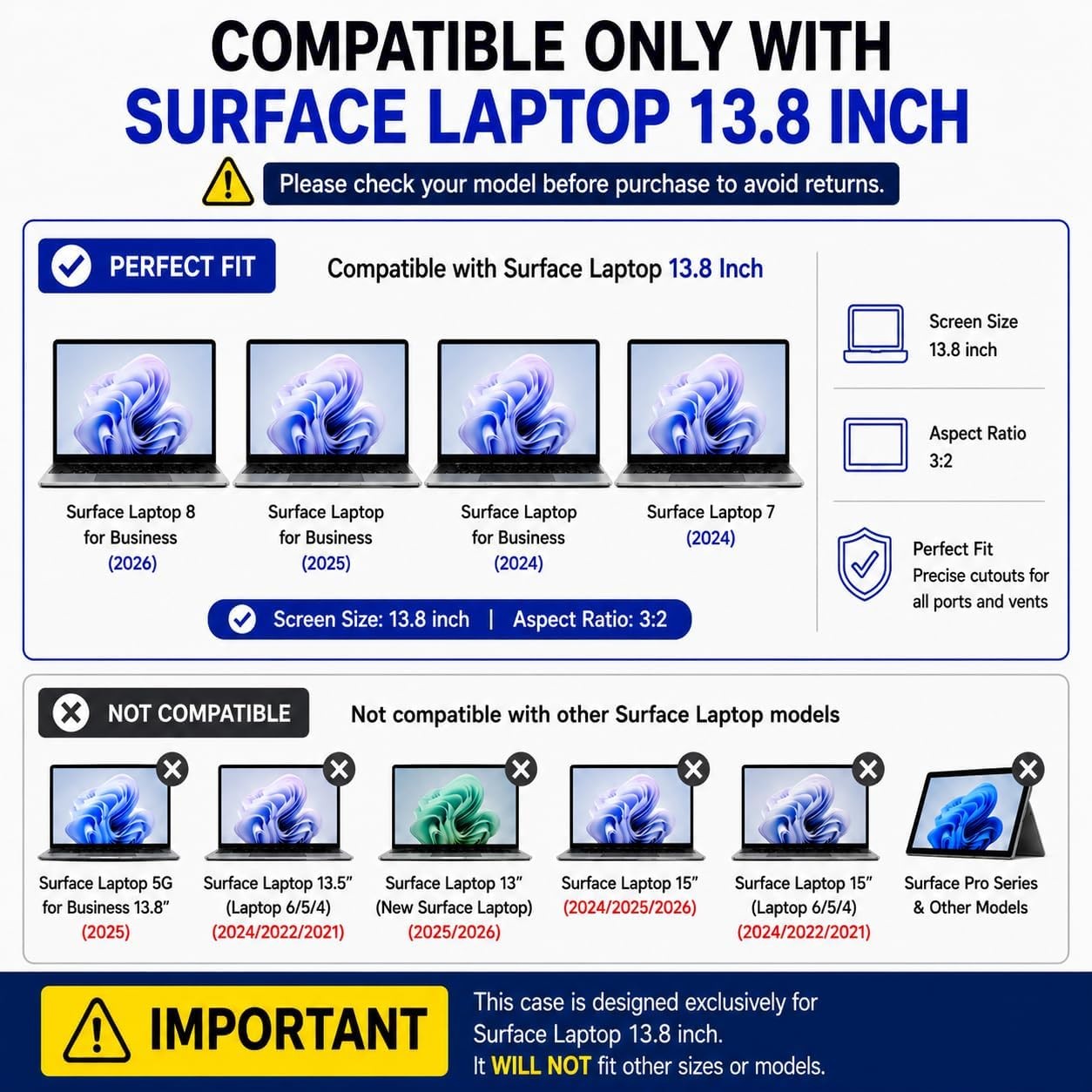 Screen Protector for 13.8 Inch Microsoft Surface Laptop 8, Anti Glare, Clear