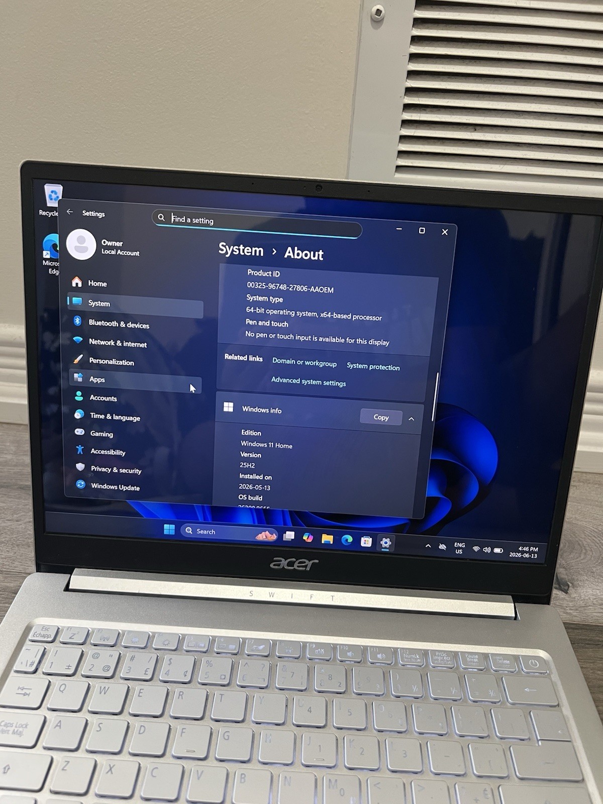 Acer Swift SF313-53 13″ 2k QHD Display i5 11th Gen CPU 8GB RAM 120GB SSD Win 11H