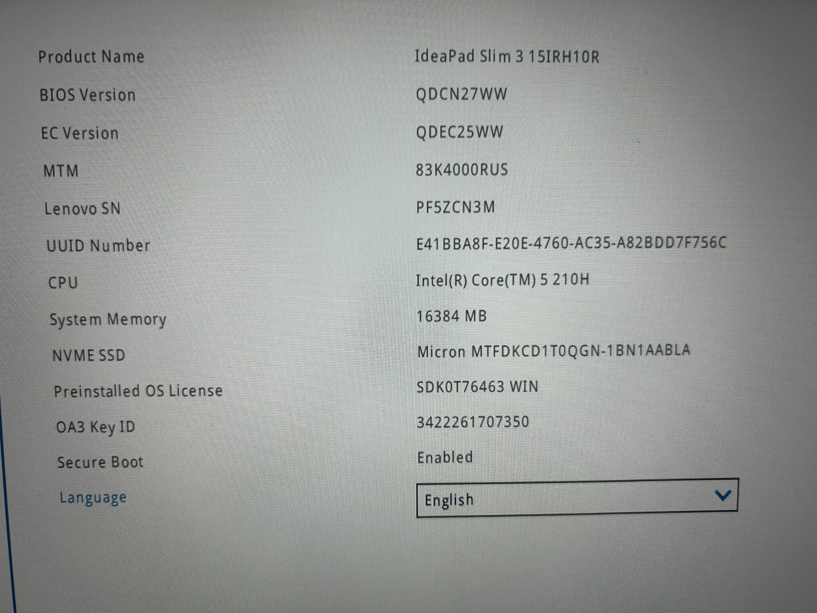 Lenovo Slim 3 15IRH10R, Intel Core 5 210H, 2.20 GHz, 16 GB RAM, 1 TB NVMe SSD