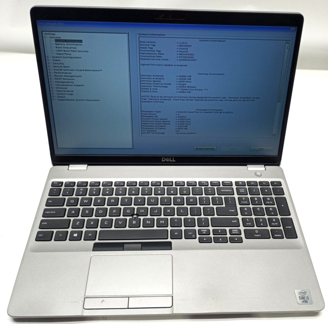Dell Latitude 5511 15.6″ i5-10400H@2.60GHz 16GB RAM 256GB NVMe Win11Pro MC420*!