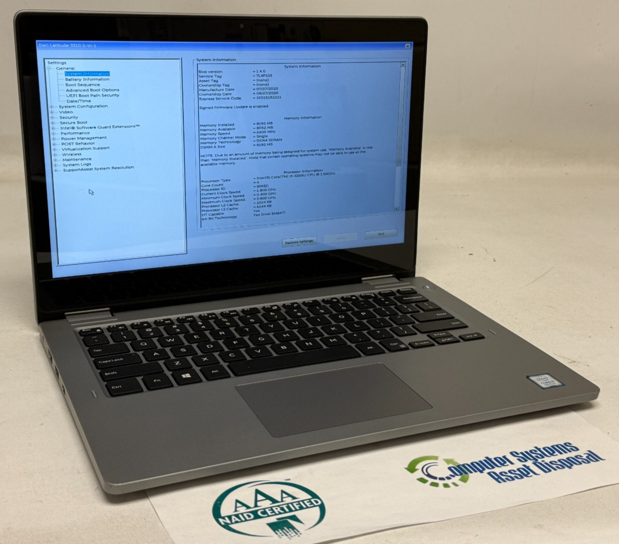 Dell Latitude 3310 2in1 13.3″ (i5-8265u – 8GB RAM – 256GB SSD – Win11Home)