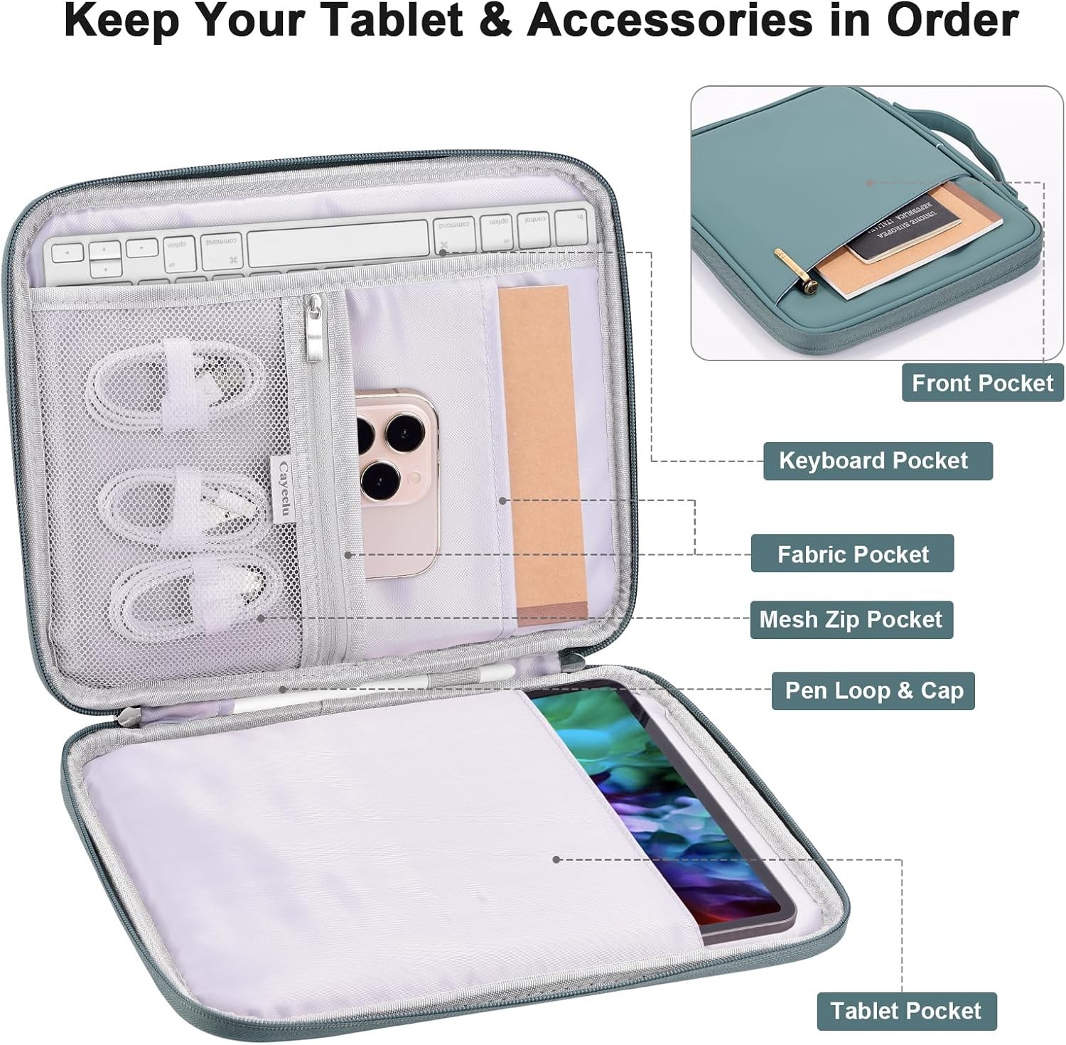 12.9 Tablet Sleeve Carrying Case, Padded Travel Pouch Bag for iPad Pro 13-in