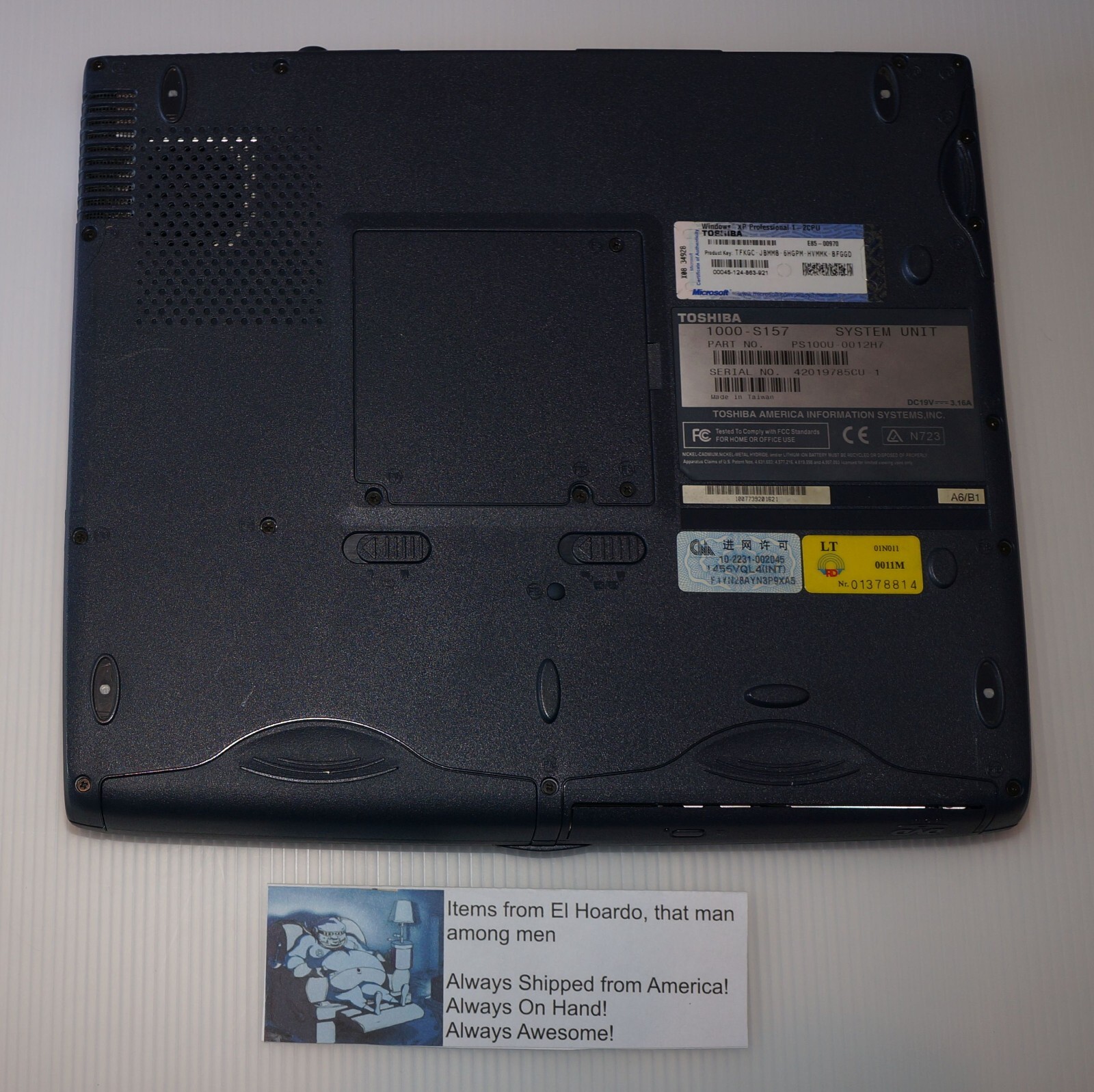 Toshiba Satellite 1000-S157 30GB HDD, 768MB RAM, Celeron 1GHZ READ